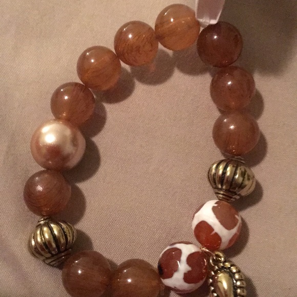 Brown glass bead Stretch Bracelet made in India - Picture 3 of 3